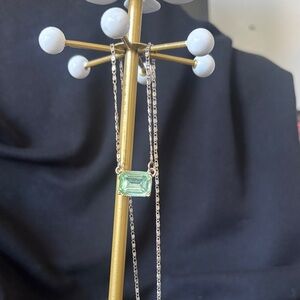 Delicate Green Gemstone Pendant Necklace - Women Jewelry